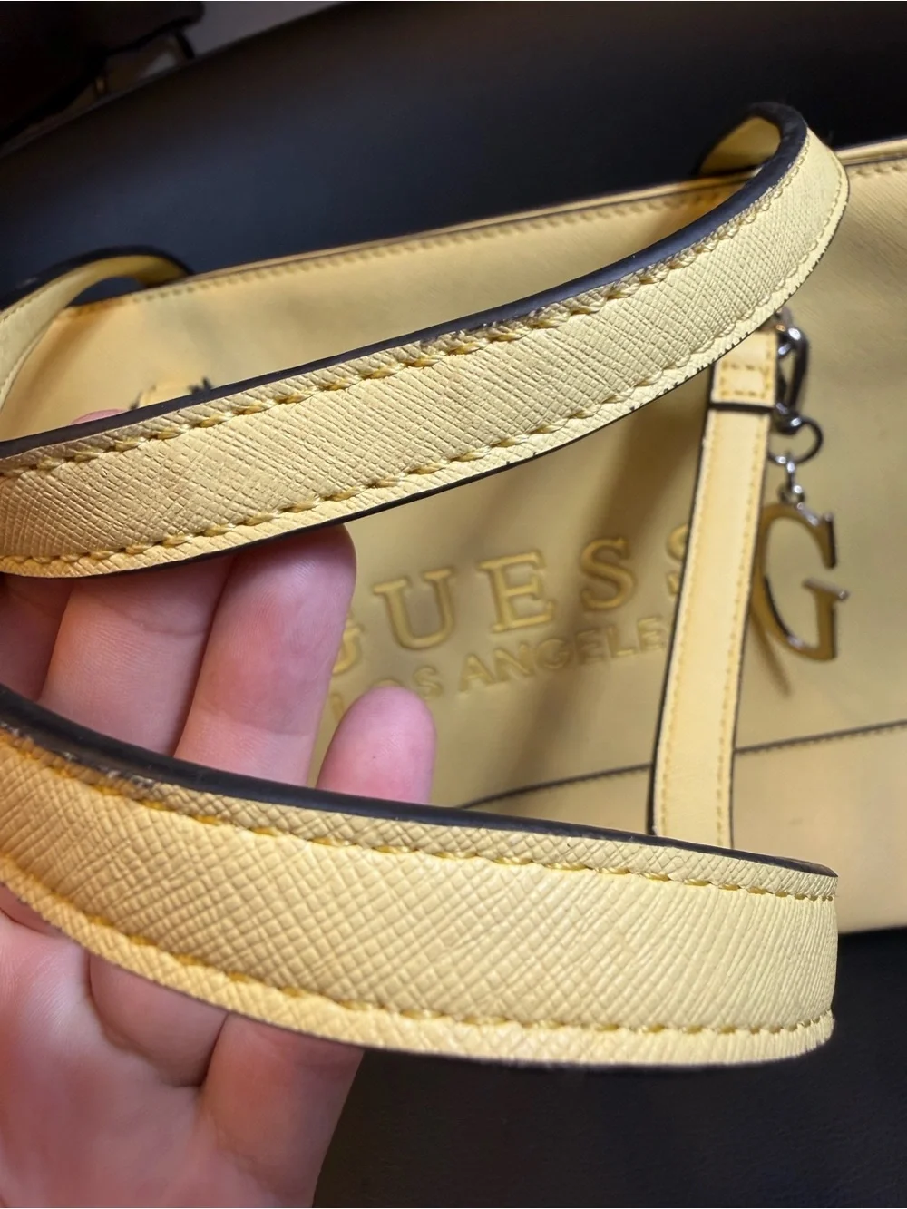 GUESS Los Angeles Yellow Tote with Gold Accent Charm